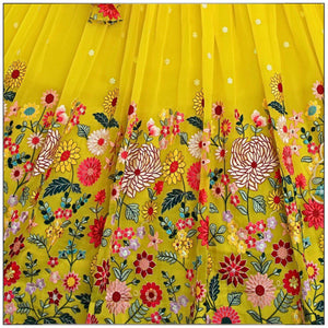 Yellow Georgette with Heavy Embroidery & Sequins Lehenga Choli 3 Pieces Ethnic Wear for Girls, Design LHG - 1529