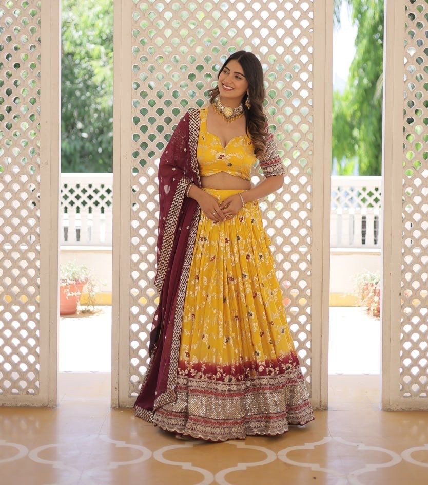 Embroidery & Sequins Lehenga Choli 3 Pieces Ethnic Wear for Girls, Design LHG - 1530