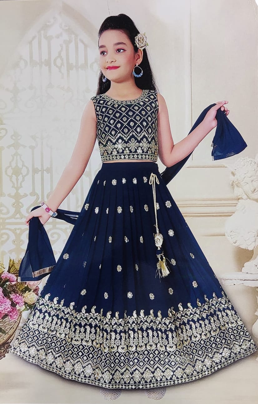 Gorgeous Navy Shade Lehnga Choli, Indian traditional festive outfit for Princess, Girl Design GRL - 1565