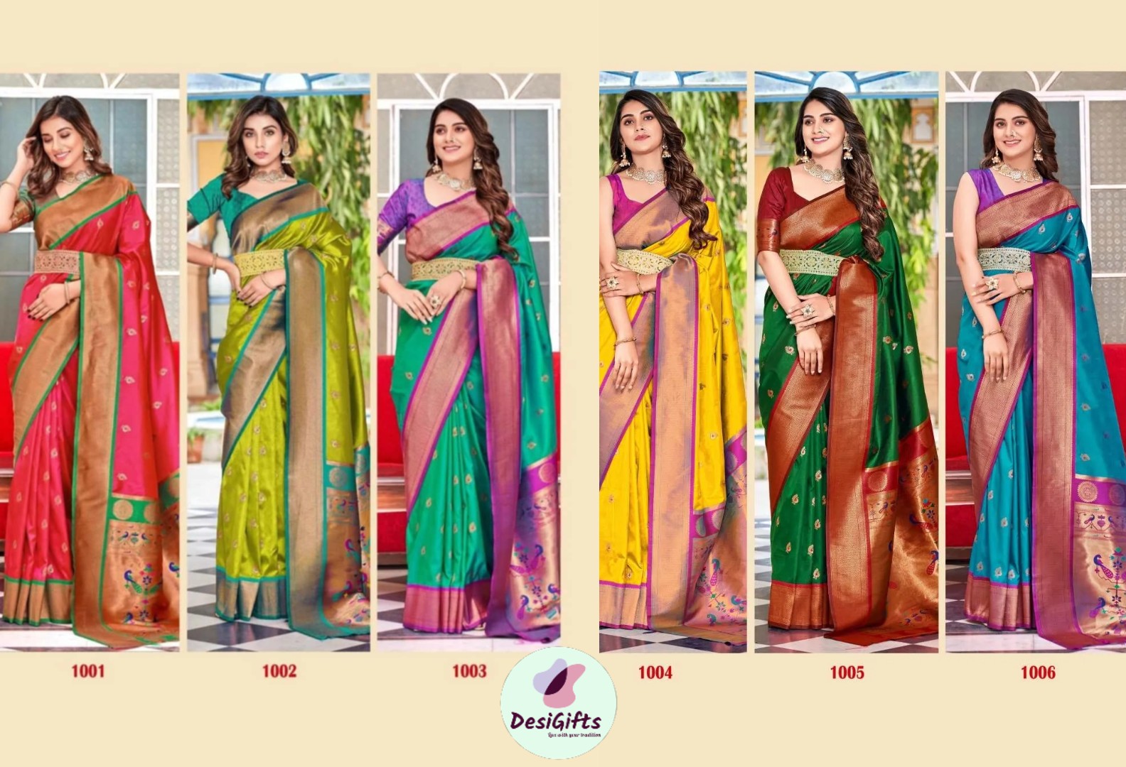 Soft Peshawari Paithani Silk Saree With Stitched Blouse and complete fall & Peeco , SAREE - 1621