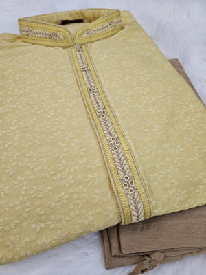 Size 38 Cotton Silk Kurta Pajama Set, Casual formal Ethnic Wear. Final Sale KPS- 1654