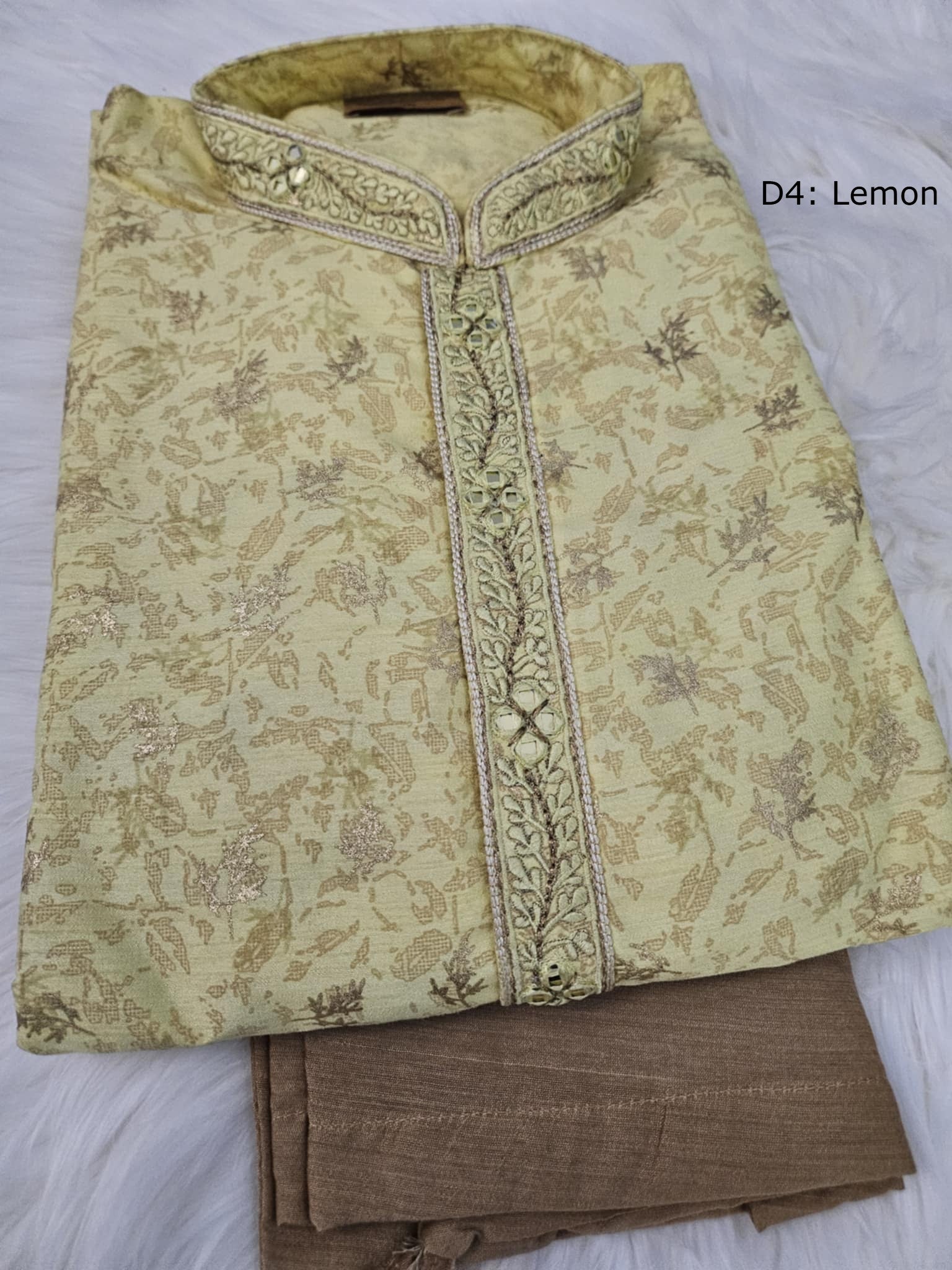 Size 38 Cotton Silk Kurta Pajama Set, Casual formal Ethnic Wear in Self Design, Final Sale, KPS- 1656