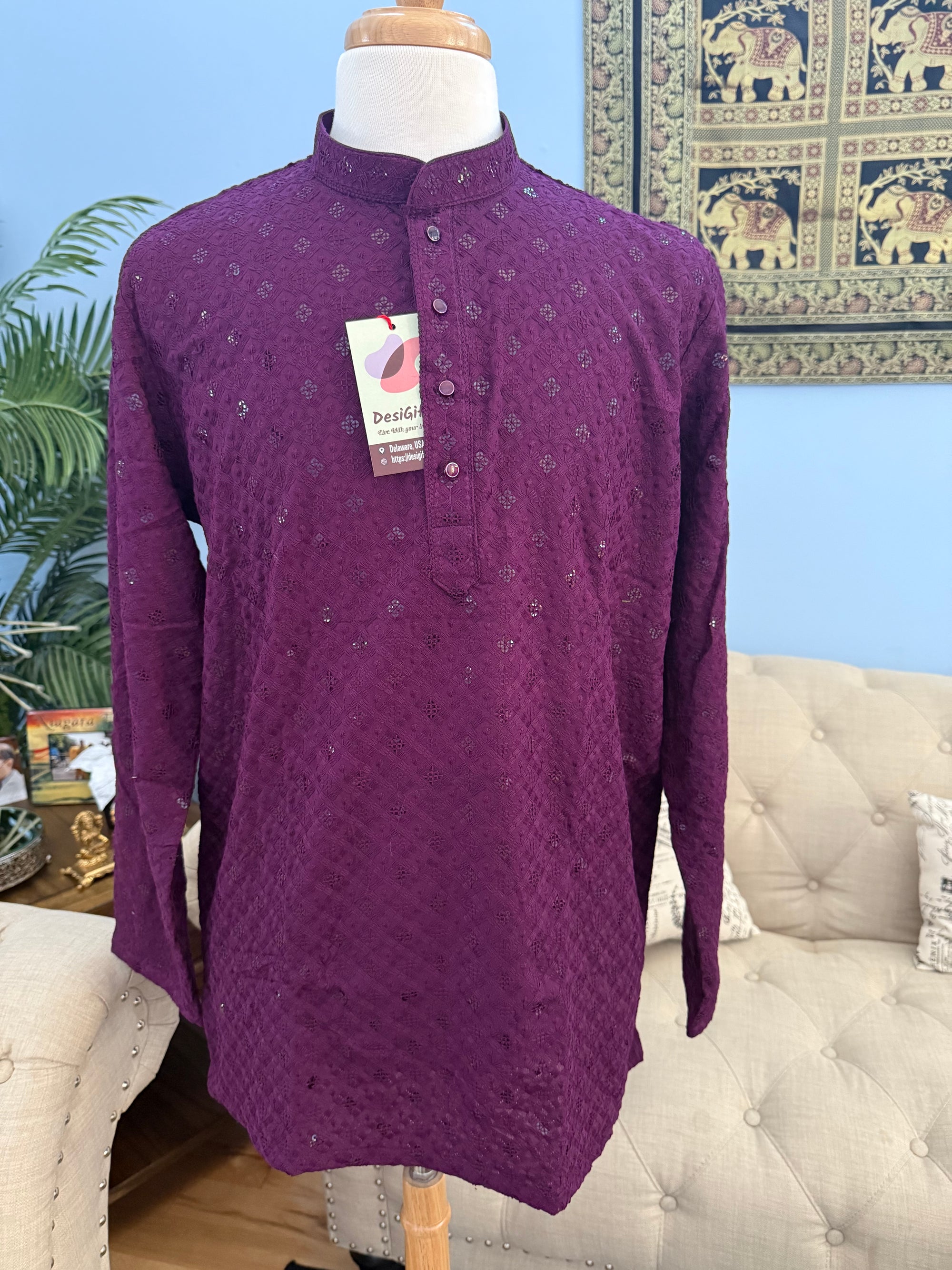 Short Informal Kurta Chikankari with Sequins -Design SK - 1669