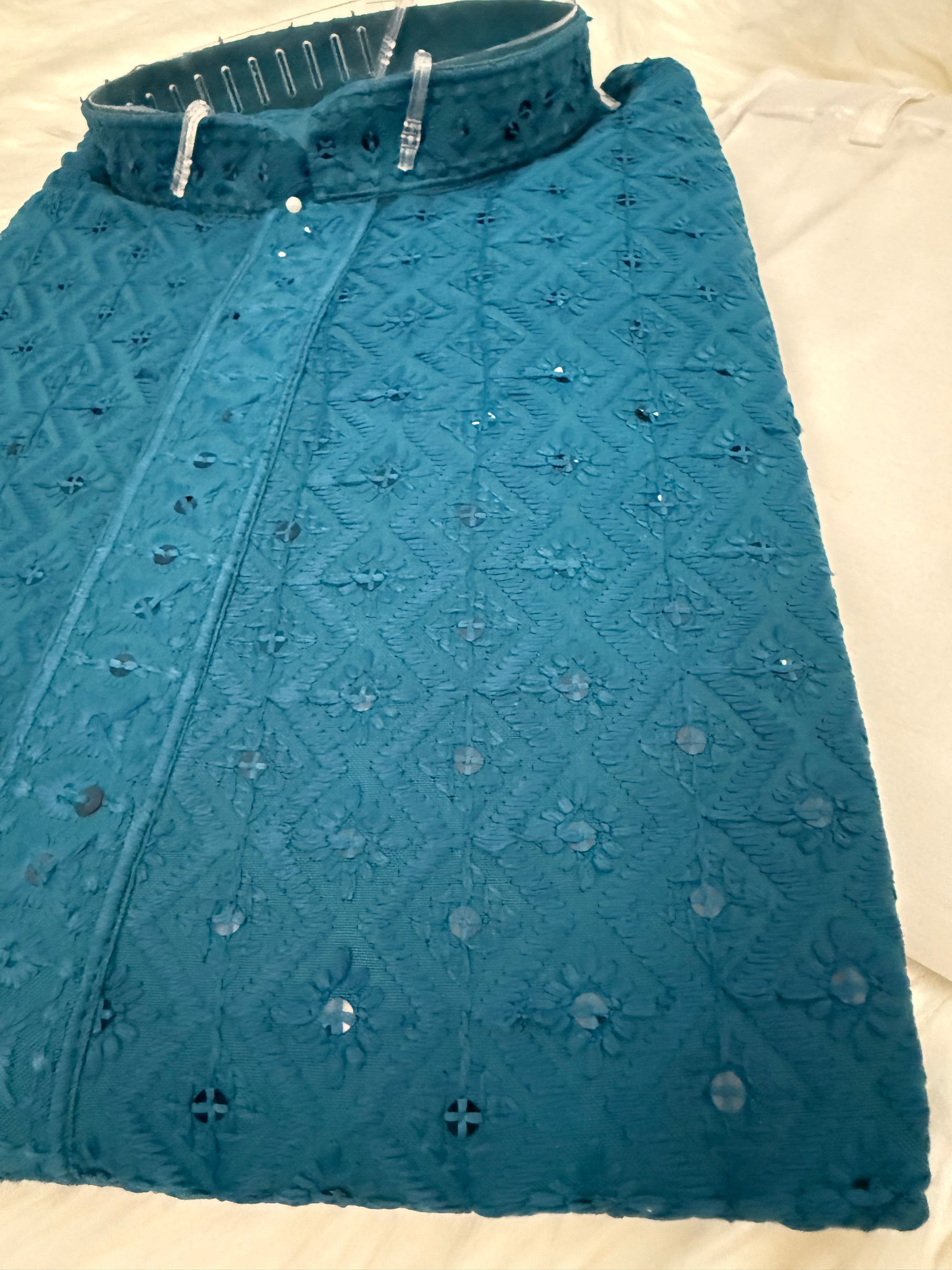 Sea Blue Shade Beautiful Kurta Pajama Set for Man with Embroidery Chikankari and Sequins Work, KP - 1689