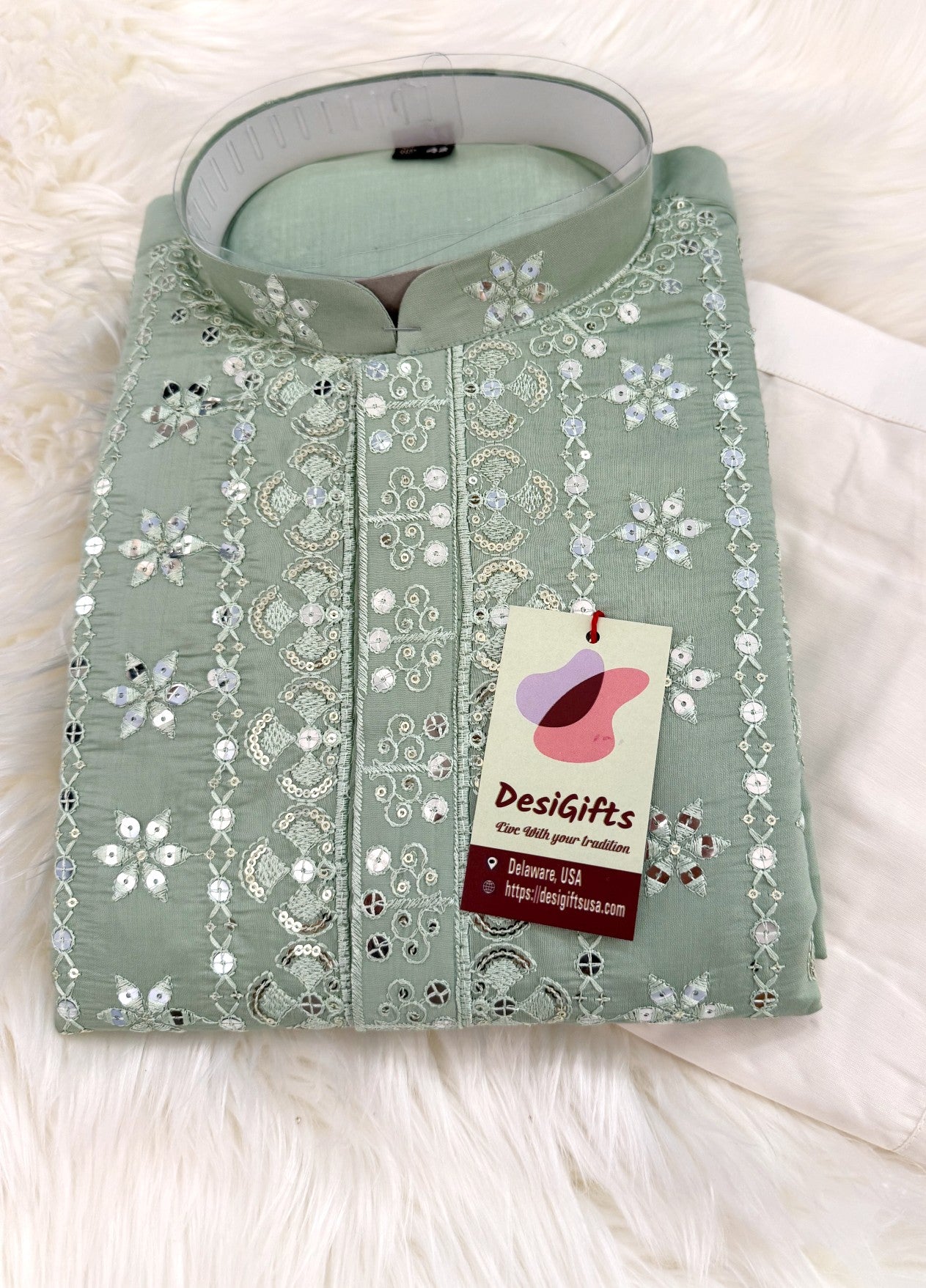 Fashionable Embroidered Soft Silk Kurta Pajama Set for for Man, Festive Kurta Trouser Style Pant, KP - 1735