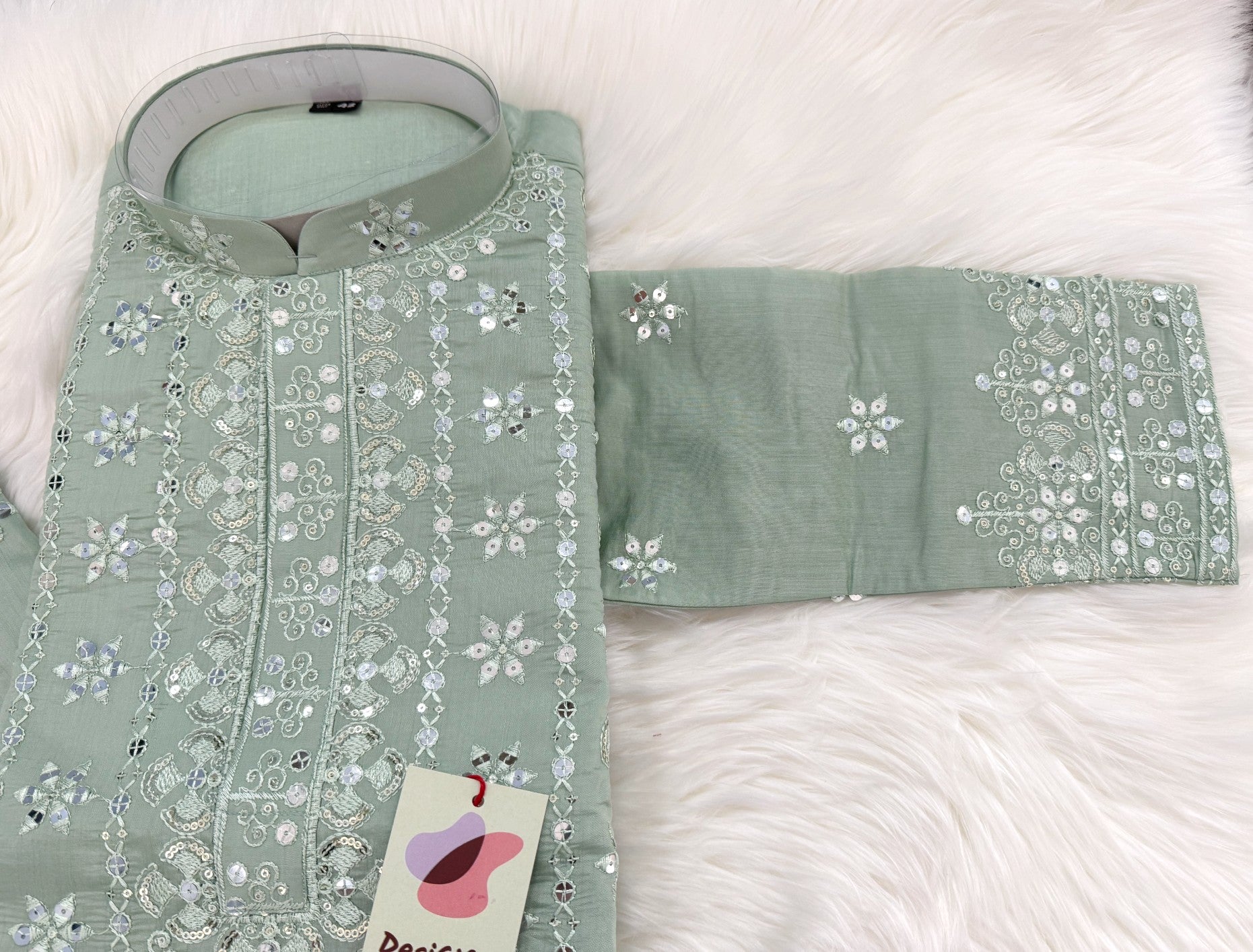Fashionable Embroidered Soft Silk Kurta Pajama Set for for Man, Festive Kurta Trouser Style Pant, KP - 1735