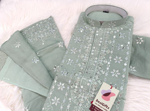 Fashionable Embroidered Soft Silk Kurta Pajama Set for for Man, Festive Kurta Trouser Style Pant, KP - 1735
