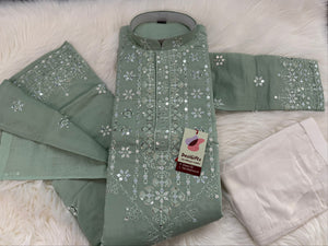 Fashionable Embroidered Soft Silk Kurta Pajama Set for for Man, Festive Kurta Trouser Style Pant, KP - 1735