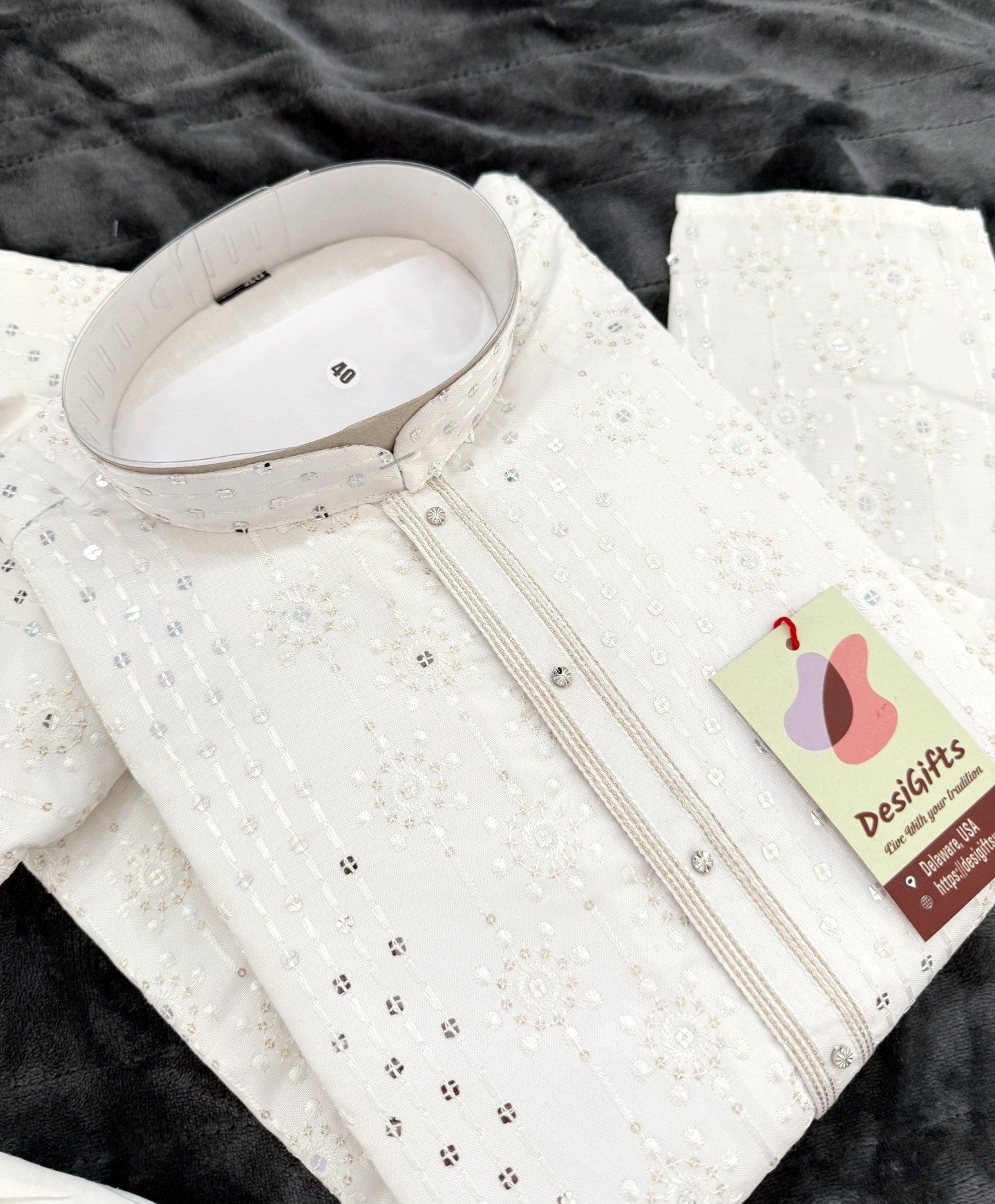 Graceful White Embroidered Soft Silk Kurta Pajama Set for for Man, Festive Wedding Kurta Trouser Style Pant, KP - 1747