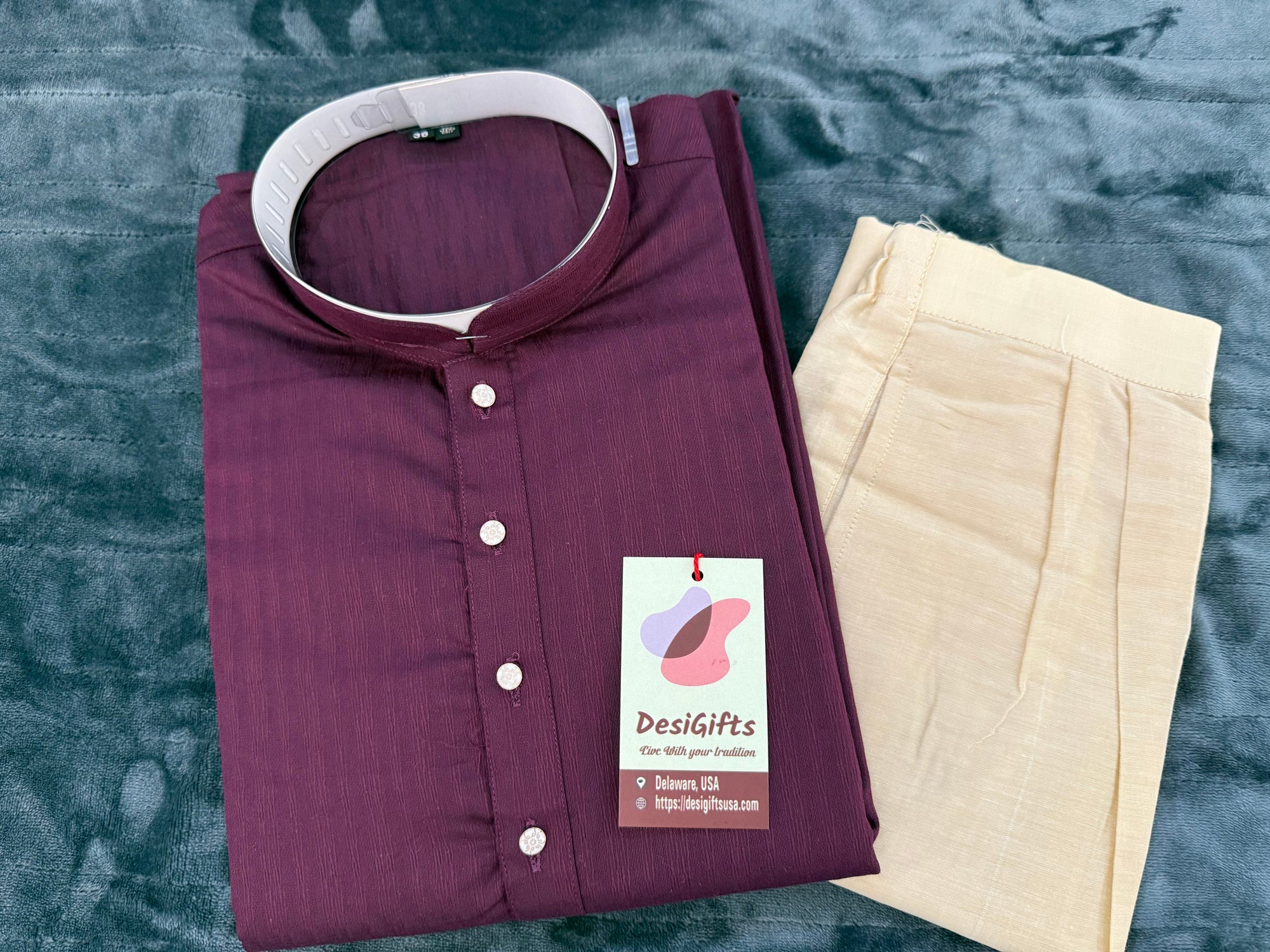 Man Kurta Pajama Set in Soft Cotton Silk, Semiformal Man's Wear with Self Design, Punjabi Kurta Set, KP - 1748