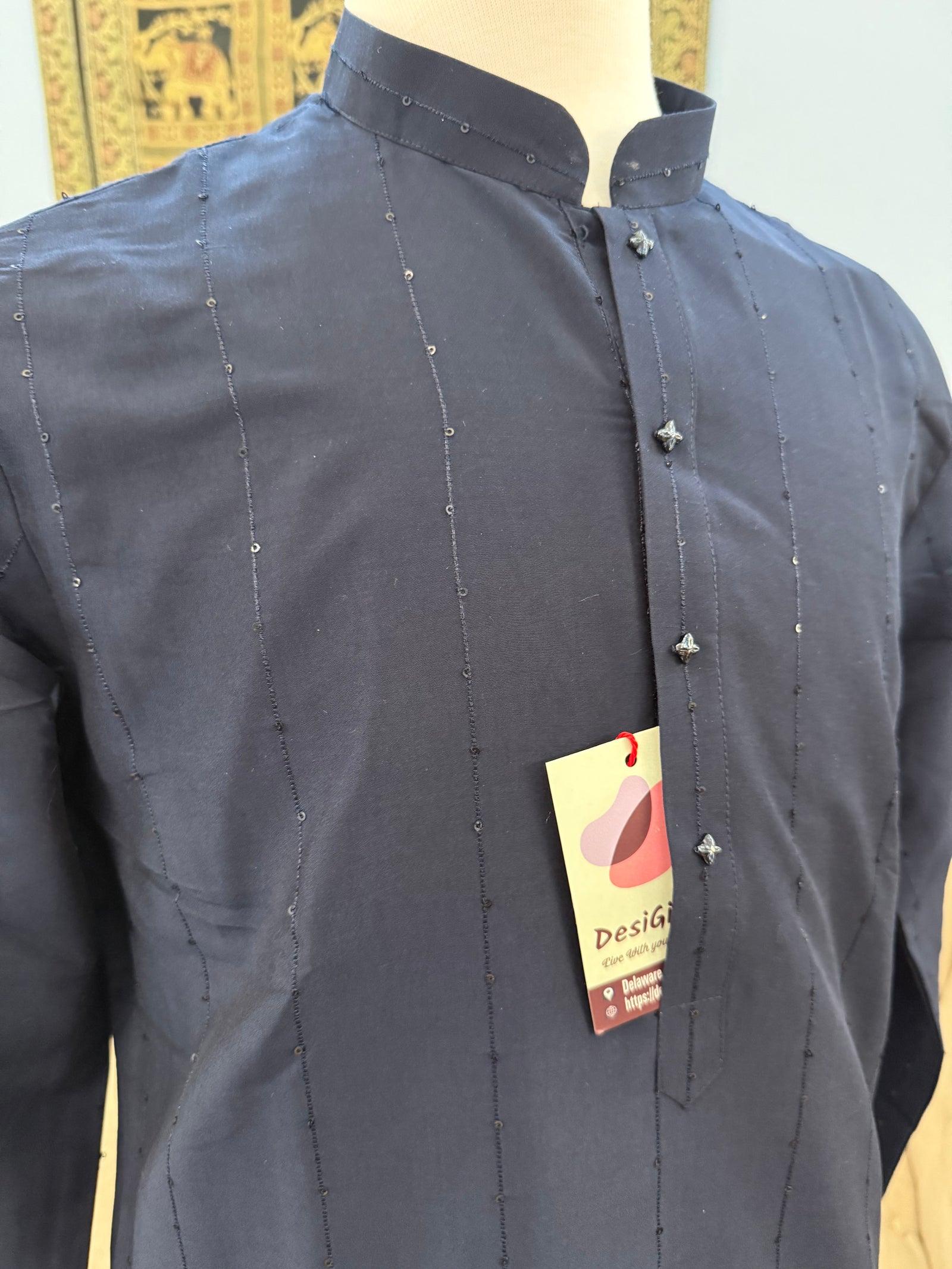 Restful Soft Silk with Cotton Linen Kurta Pajama Set for Man, Festive Wedding Partywear Kurta Trouser Style Pant, KP - 1749