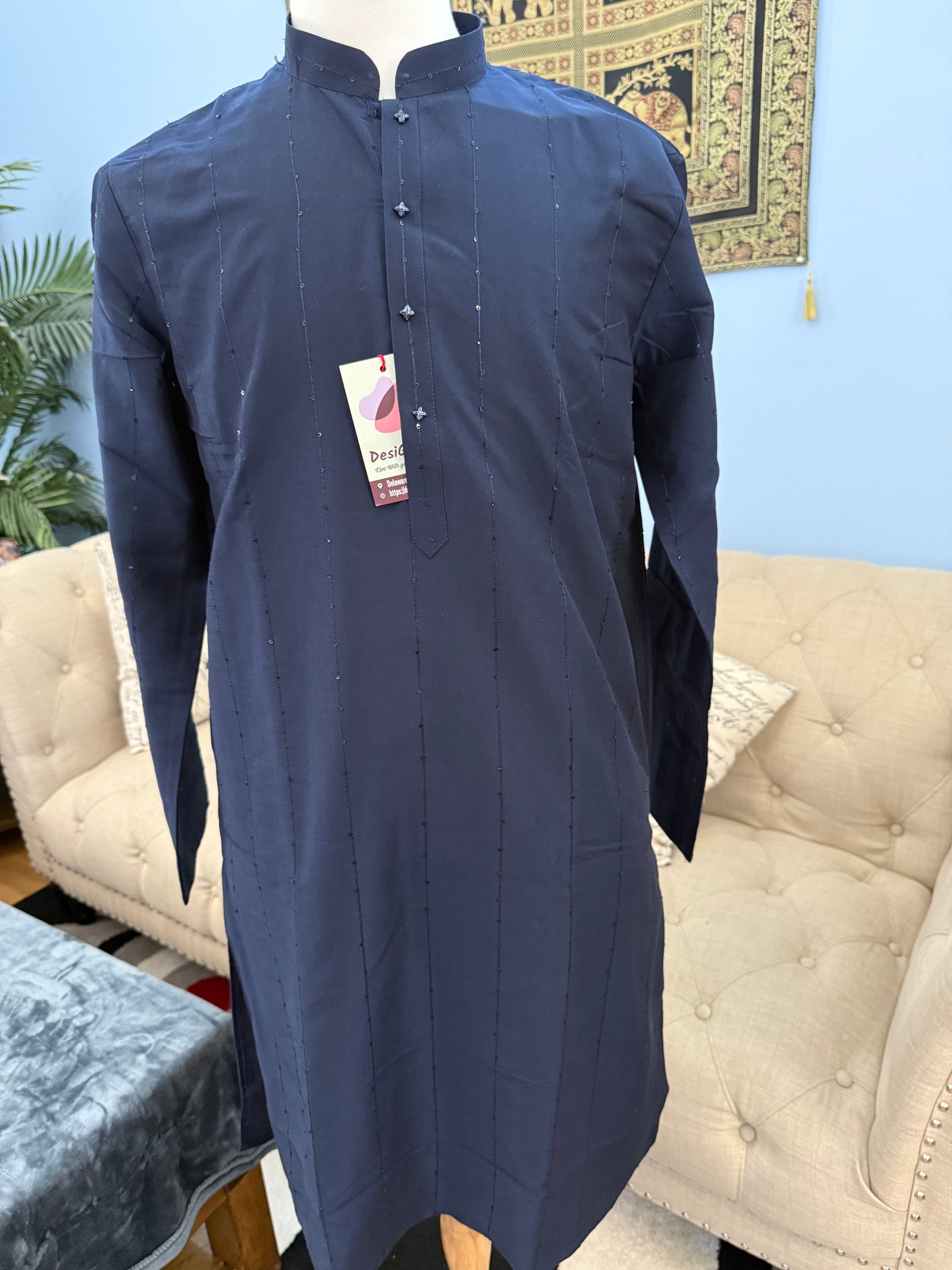 Restful Soft Silk with Cotton Linen Kurta Pajama Set for Man, Festive Wedding Partywear Kurta Trouser Style Pant, KP - 1749