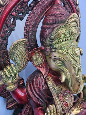 Intricate Curved Lord Ganesha Statue in Brass, 19" Height, Brass Ganapati Statue, GIB - 134