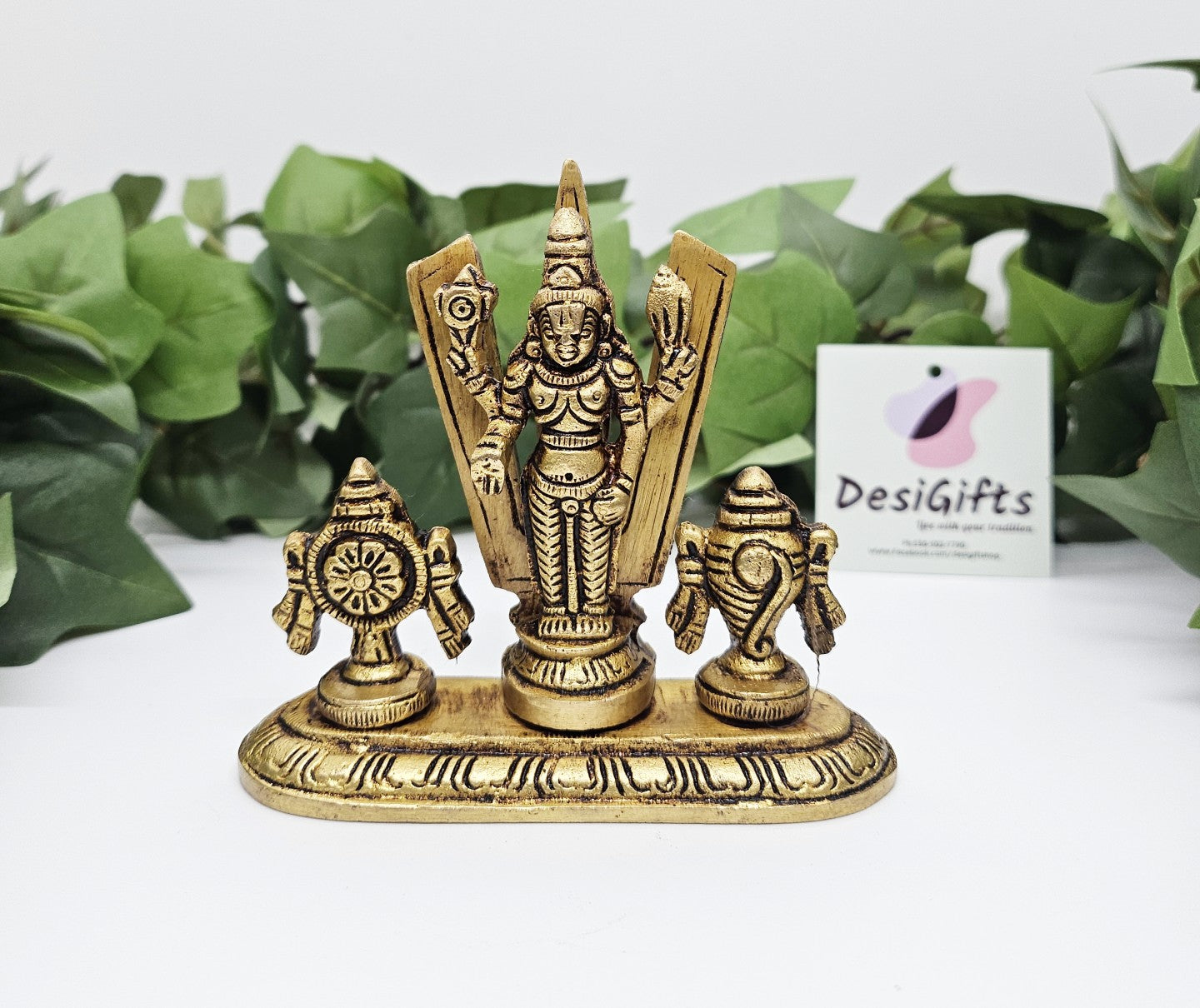 4" Brass Vishnu Shank Chakra Namah, Lord Vishnu/ Padmanabha Swamy', SCB- 1781