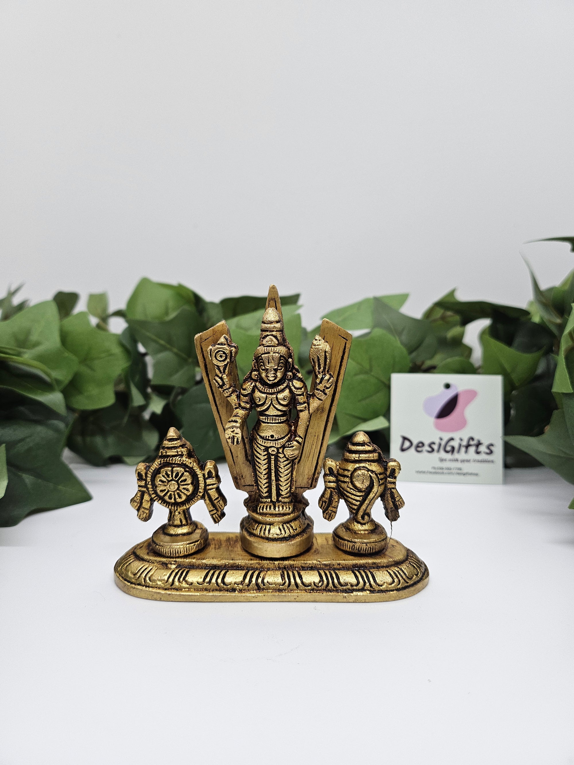 4" Brass Vishnu Shank Chakra Namah, Lord Vishnu/ Padmanabha Swamy', SCB- 1781