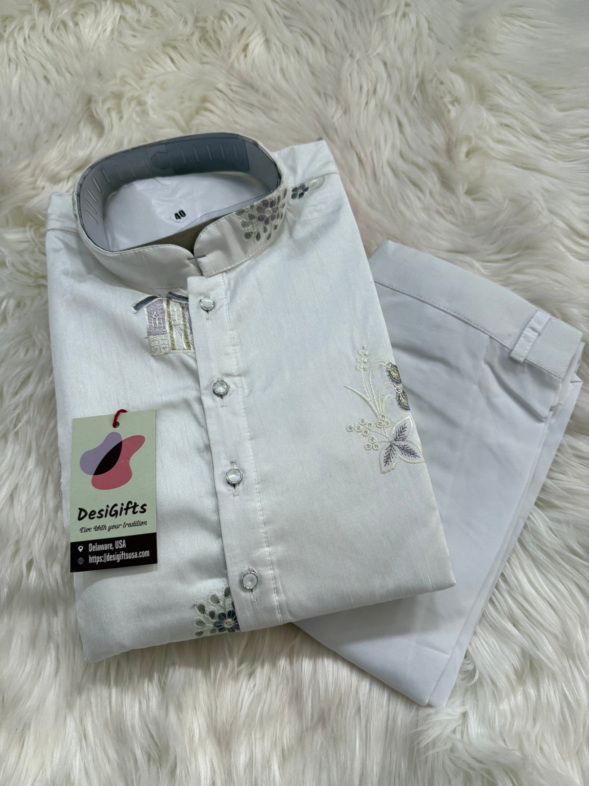 Modern and Stylish Panel Design Embroidery Kurta Pajama Set for Man, Festive Wedding Partywear Kurta Trouser Style Pant, KP - 1800