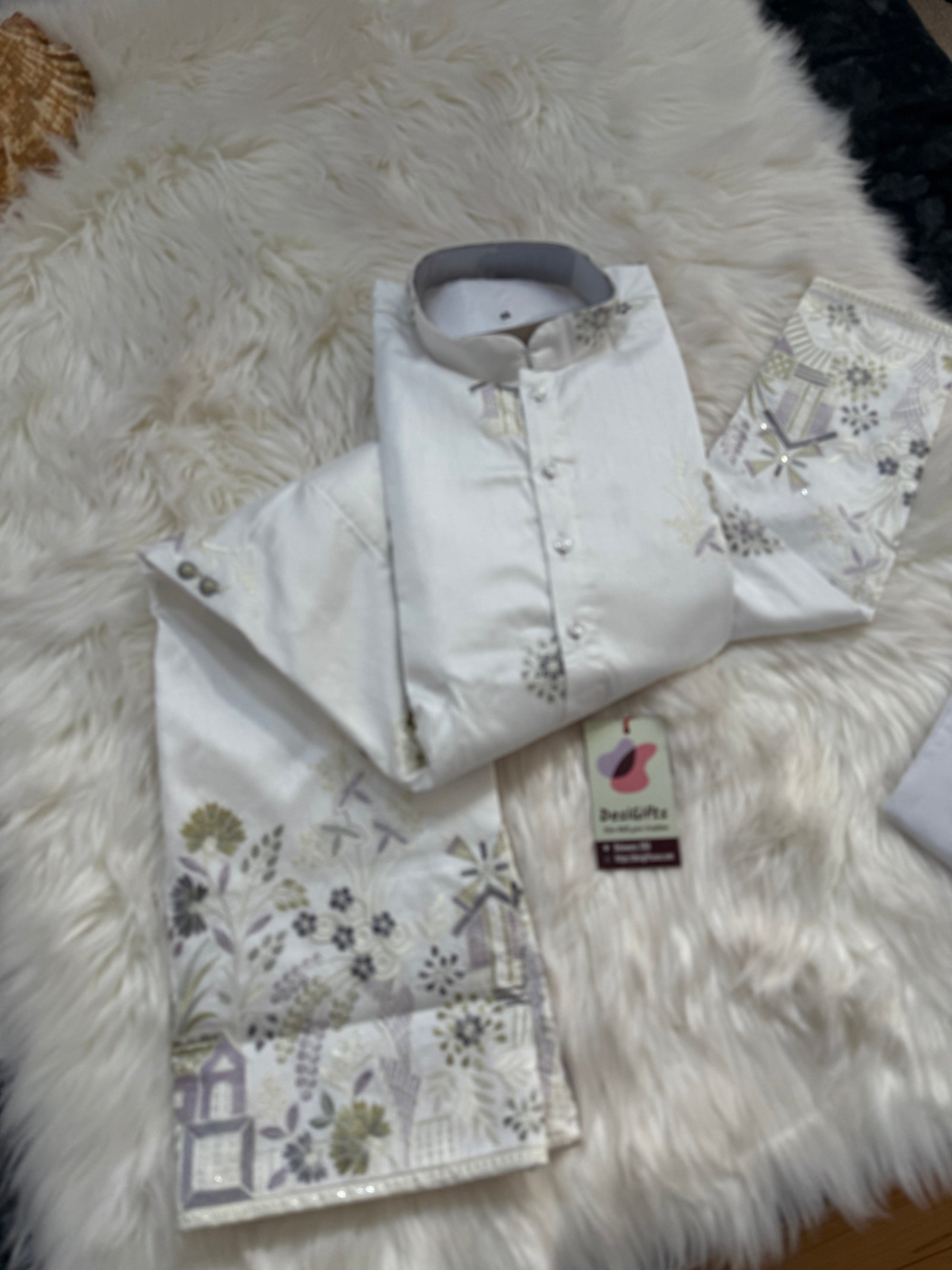 Modern and Stylish Panel Design Embroidery Kurta Pajama Set for Man, Festive Wedding Partywear Kurta Trouser Style Pant, KP - 1800