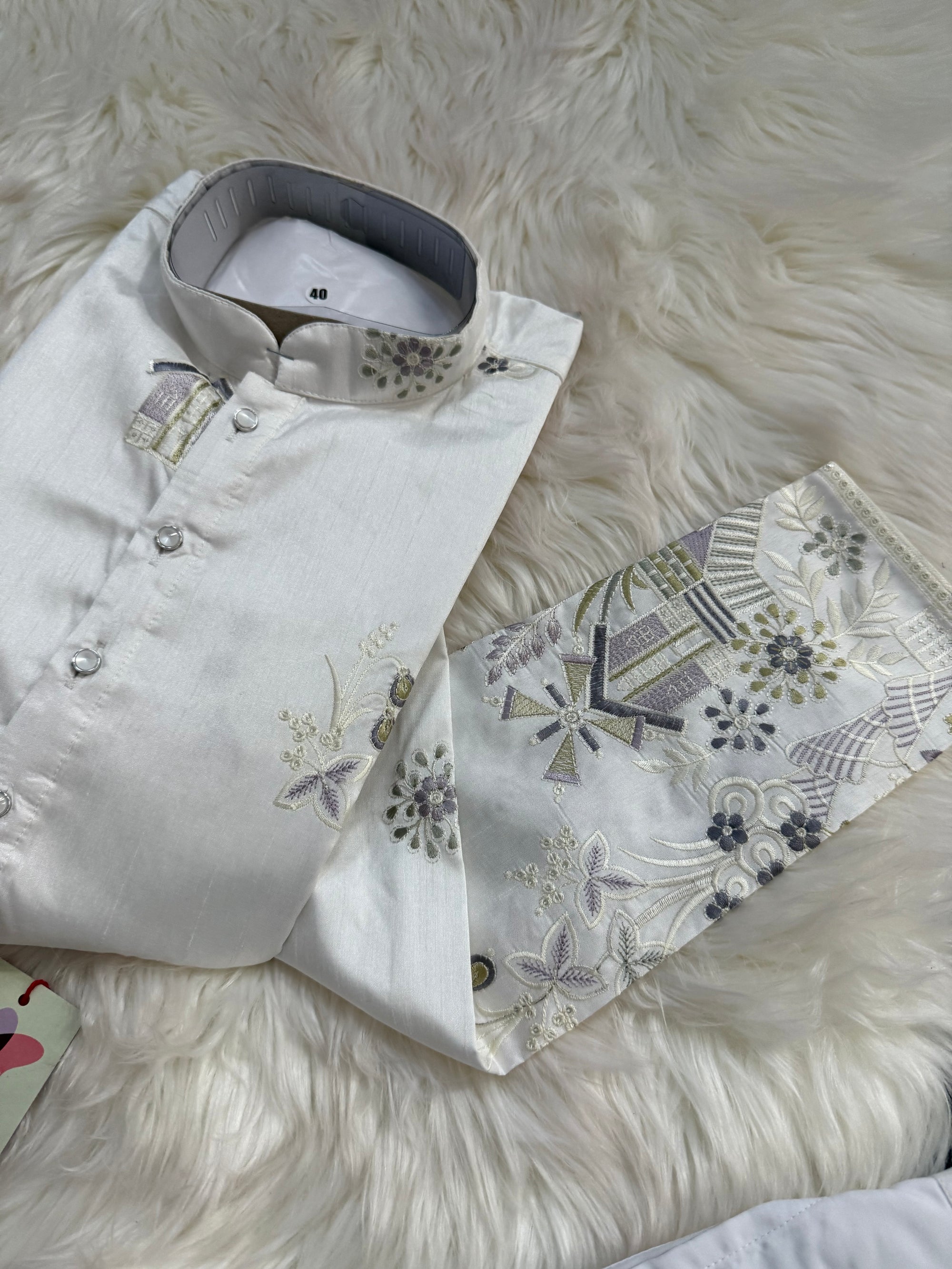 Modern and Stylish Panel Design Embroidery Kurta Pajama Set for Man, Festive Wedding Partywear Kurta Trouser Style Pant, KP - 1800