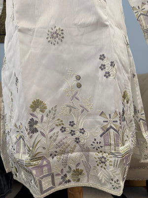 Modern and Stylish Panel Design Embroidery Kurta Pajama Set for Man, Festive Wedding Partywear Kurta Trouser Style Pant, KP - 1800