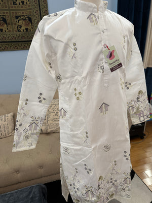 Modern and Stylish Panel Design Embroidery Kurta Pajama Set for Man, Festive Wedding Partywear Kurta Trouser Style Pant, KP - 1800