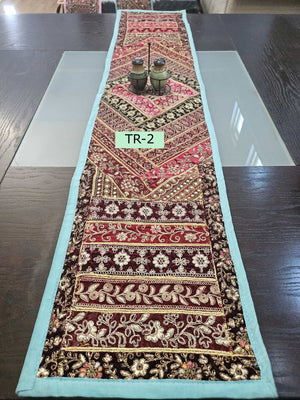 Table Runner: Embroidered Indian Tapestry, Embroidered Dining Table Tapestry, 55"x12" Each, TR-1882
