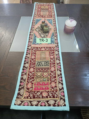 Table Runner: Embroidered Indian Tapestry, Embroidered Dining Table Tapestry, 55"x12" Each, TR-1882