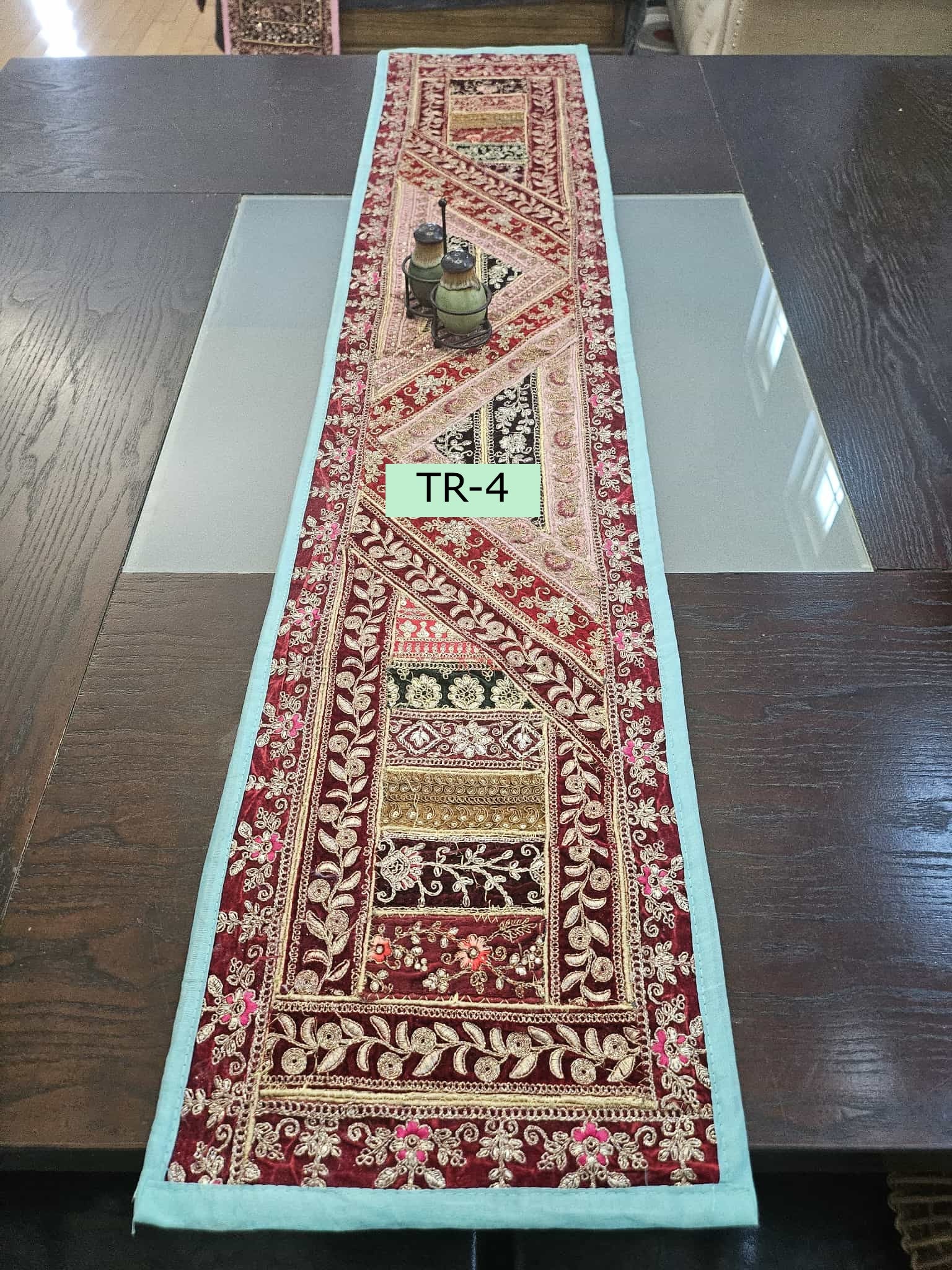 Table Runner: Embroidered Indian Tapestry, Embroidered Dining Table Tapestry, 55"x12" Each, TR-1882