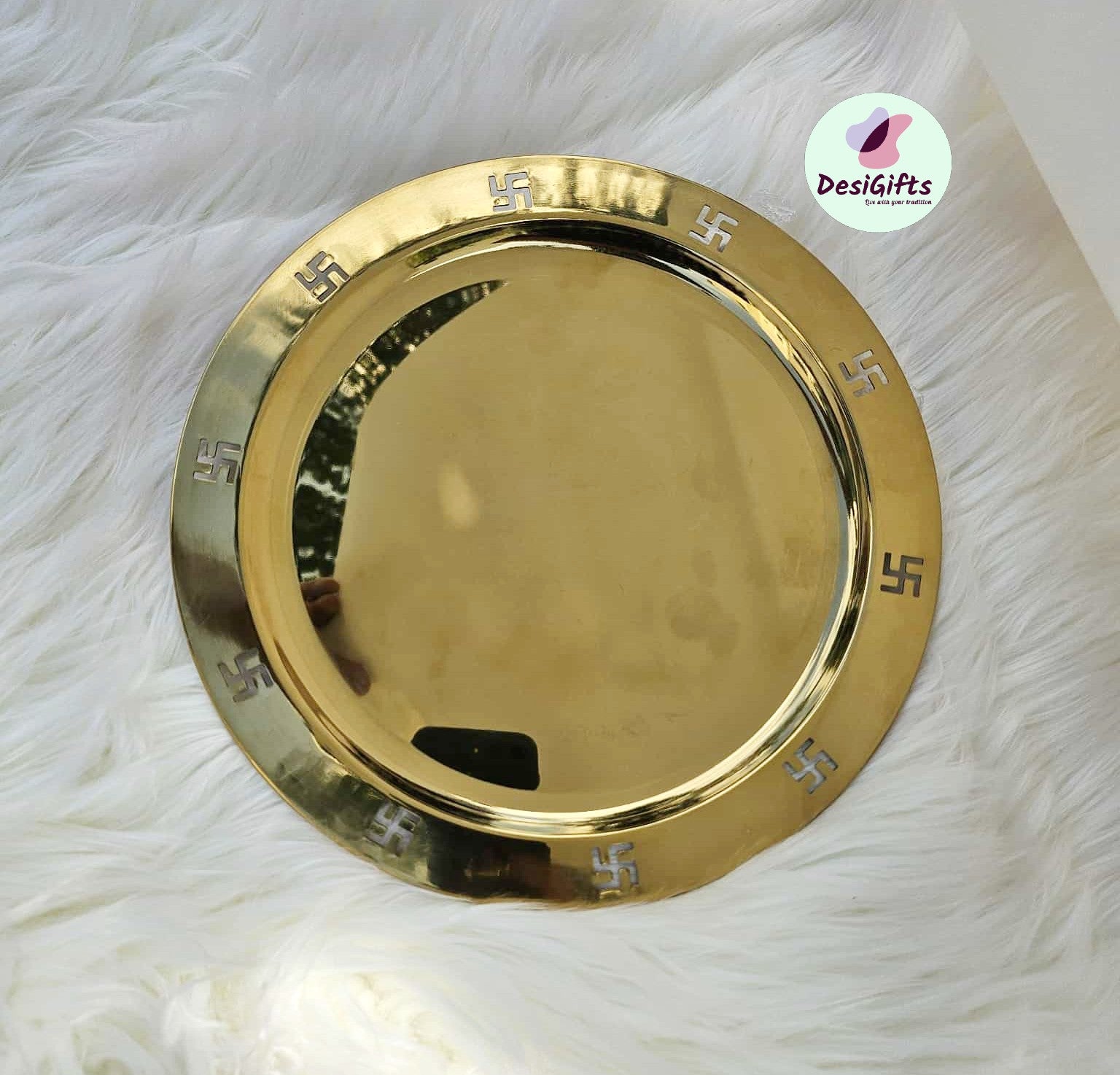 Quality Stainless Steel Festive Diya or Pooja Thali or Bell, PVD Gold Coating Items, GP - 1887