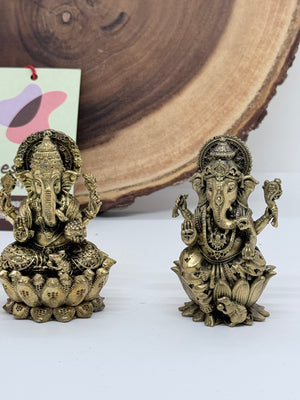 3" Brass Ganesha Idol | Ganesh Murti for Home, Office & Car Dashboard, GIB- 3046