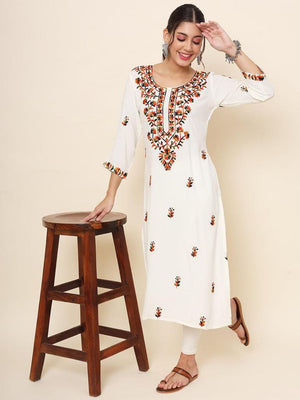 Premium Rayon Cotton Kurti with Chikankari Work, Design WMN -1604