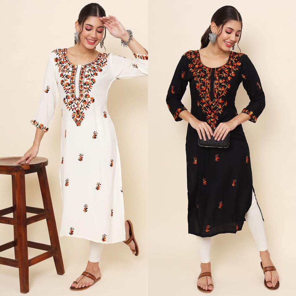 Premium Rayon Cotton Kurti with Chikankari Work, Design WMN -1604