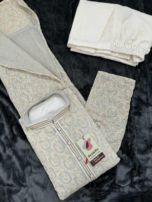 Cream with Pastel Shades Chikankari Embroidered Georgette 2 Piece Kurta Pajama Set, Indian Party Wear Kura, KP-1901