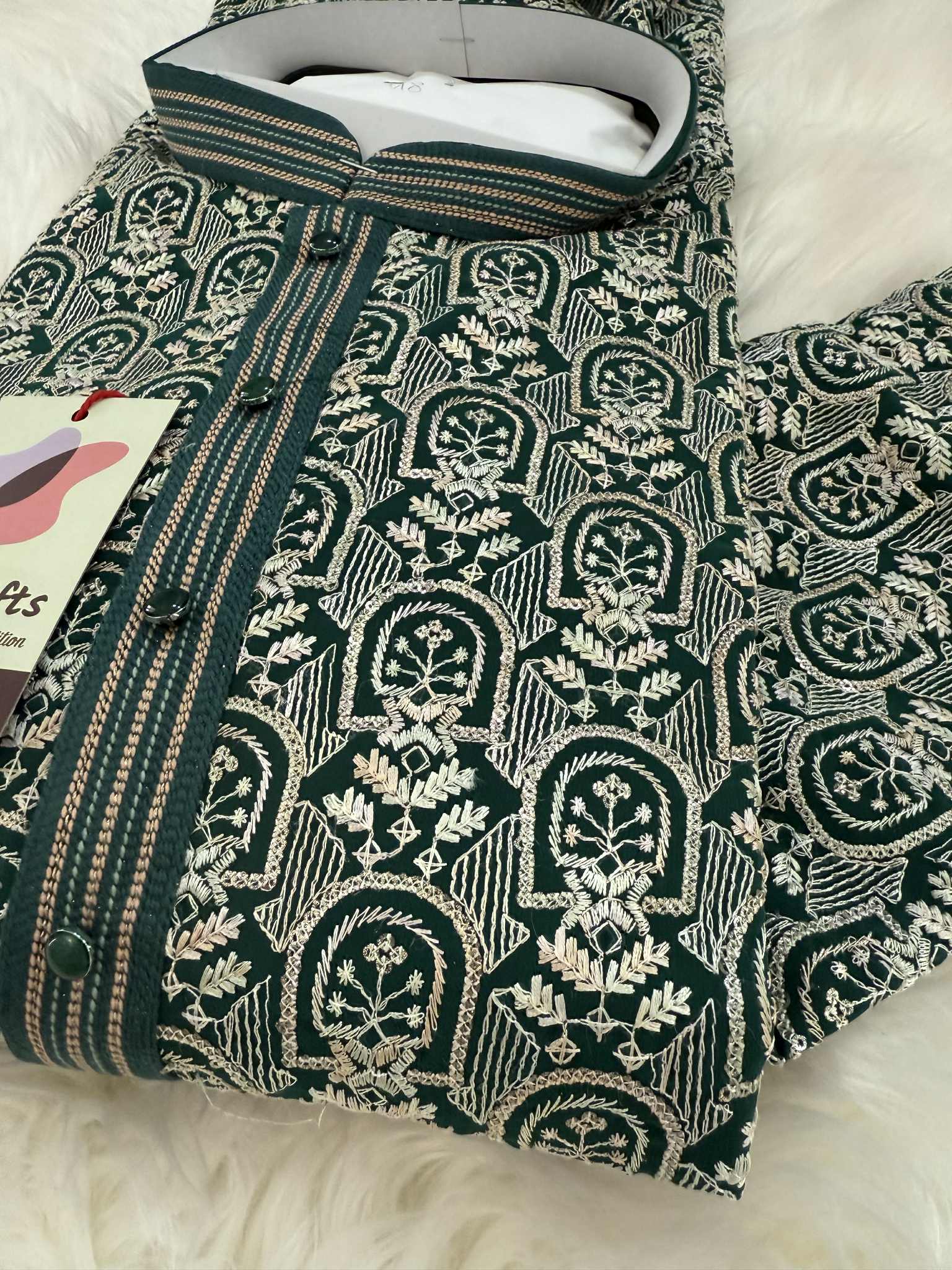 Green Shades Chikankari Embroidered Georgette 2 Piece Kurta Pajama Set, Indian Party Wear Kura, KP-1903