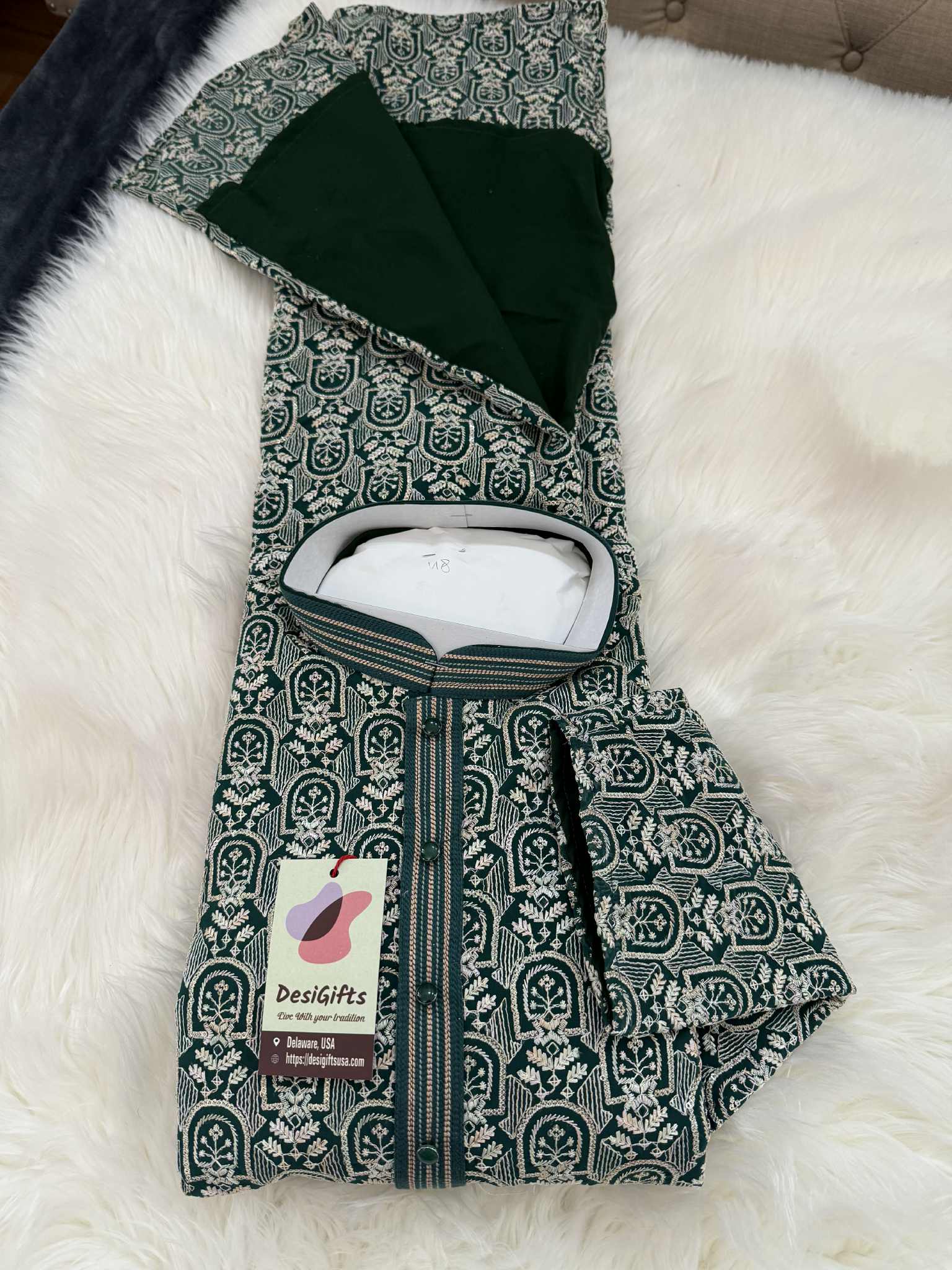 Green Shades Chikankari Embroidered Georgette 2 Piece Kurta Pajama Set, Indian Party Wear Kura, KP-1903