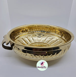 Decorative Brass Urli Bowl, 10" Brass Decorative Pot for floating Diya/Flower/Candle for Home / Office / Hotel Decor, Urli Bowl. UBB# 198