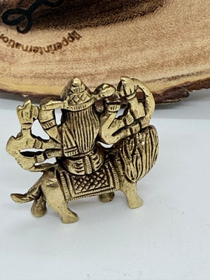 Brass Durga Maa Idol on Lion | 2 inch idol Murti for Home & Office.  GS8 -3044