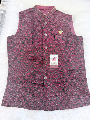 Men’s Elegant Jacket – Premium Festive & Wedding Waistcoat, Self Woven Silk Indian Sadri, Stylish Ethnic Jacket, J-2083