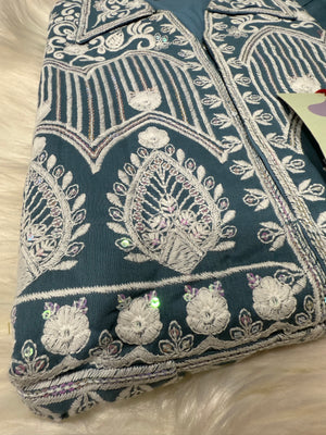 Heavy Chikankari Embroidery 3-Piece Indian Outfit for Girls – Trendy Ethnic Style, Design G- 1942