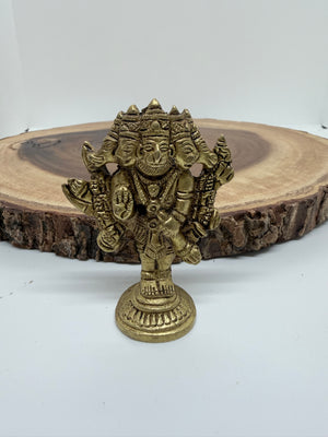 3" Brass Hanuman ji Idol – Blessing Pose | Panchmukhi Pose, Brass Finish | Home Temple, BBM- 922