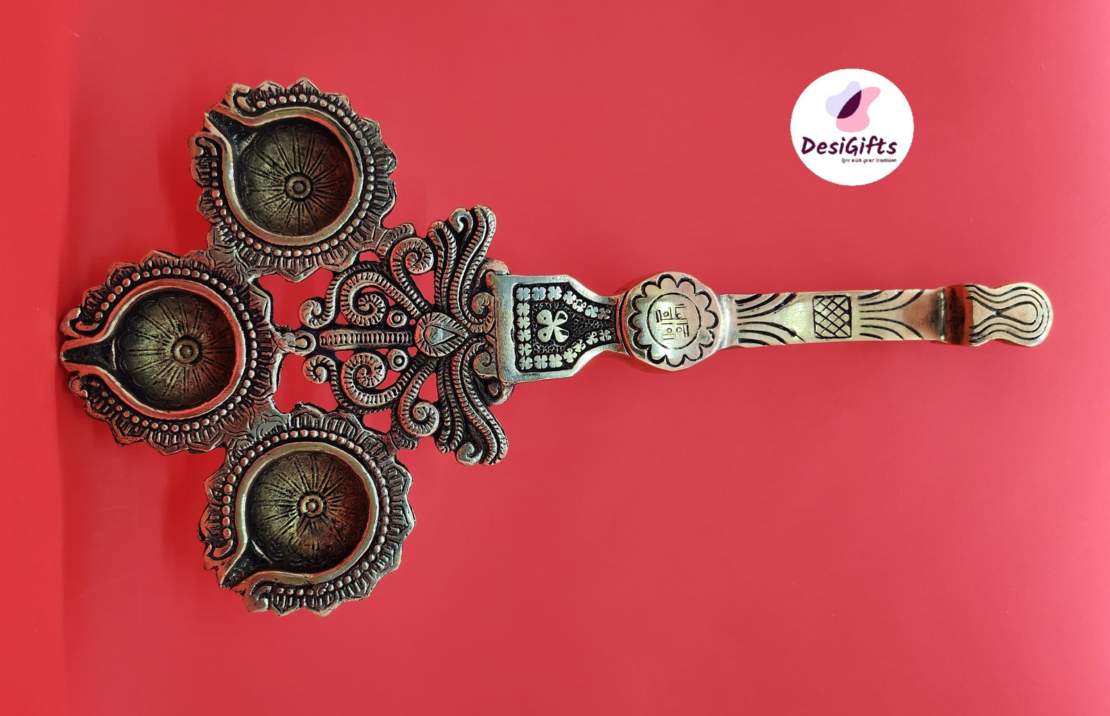 Divine Temples Brass Artistic Aarti Diya, AAD# 709