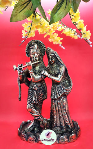 11" Radha Krishna in Brass Antique Finish, RKSB-1039