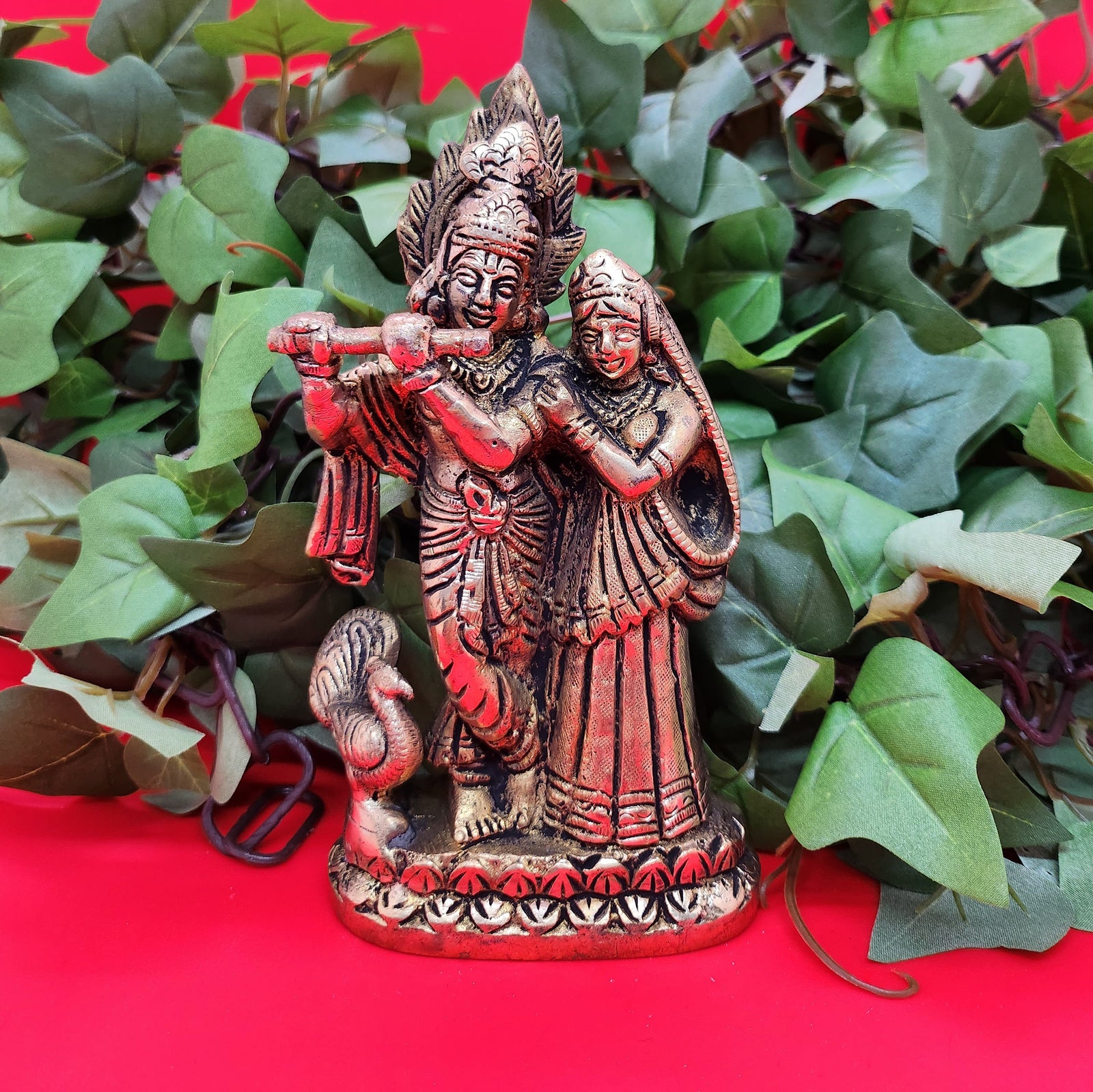 7" Radha Krishna in Brass Antique Finish, RKSB-1040