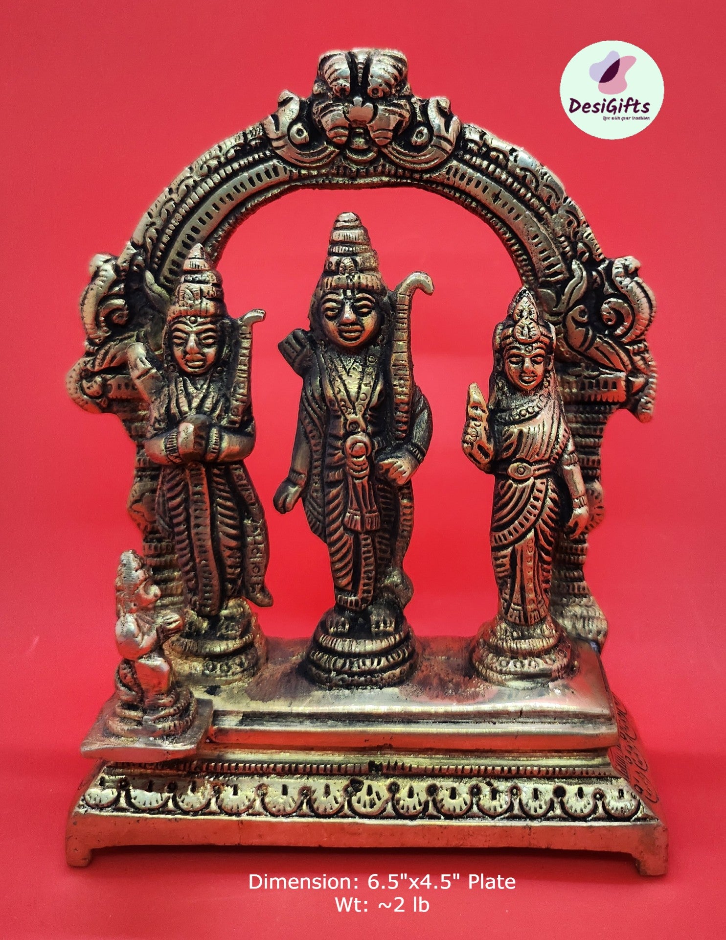 6.5 Inch Shri Ram Darbar in Brass Antique Finish, RDM- 1048