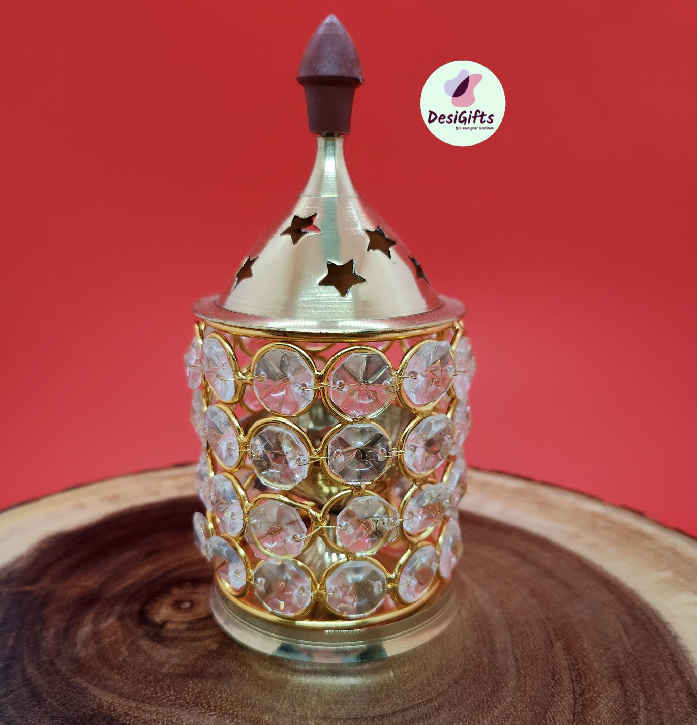 Akhand Diya, Decorative Brass Crystal Oil Lamp,  Jyot-1097