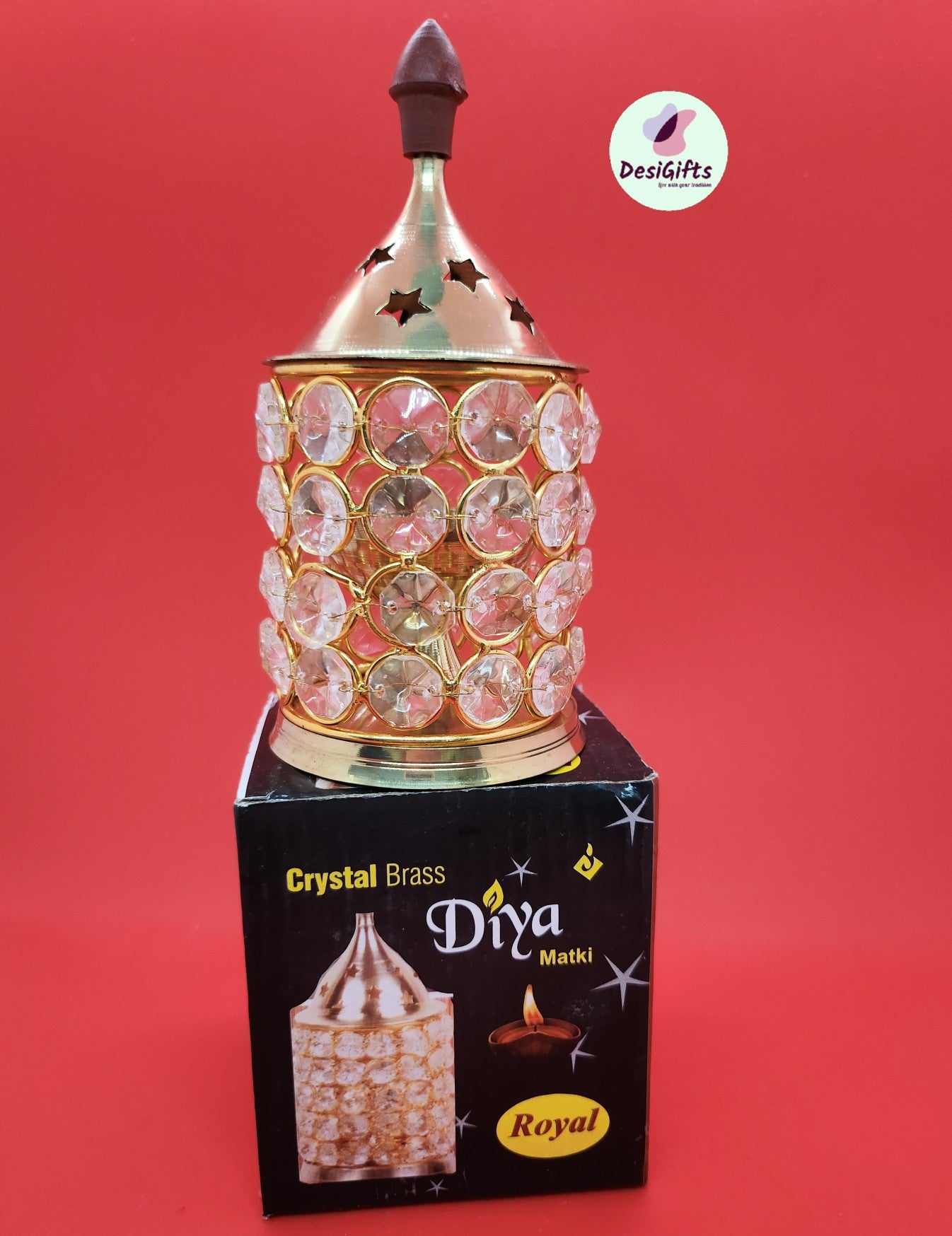 Akhand Diya, Decorative Brass Crystal Oil Lamp,  Jyot-1097