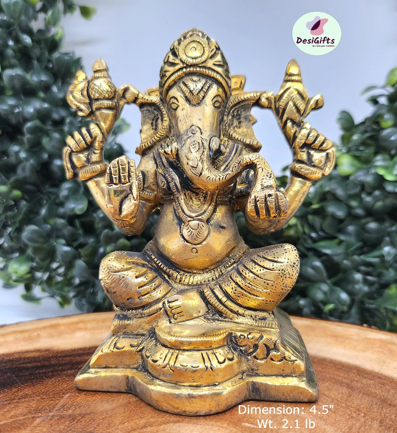 Antique Finish Lord Ganesha Idol- Pure Brass, 4.5", GIB-1091