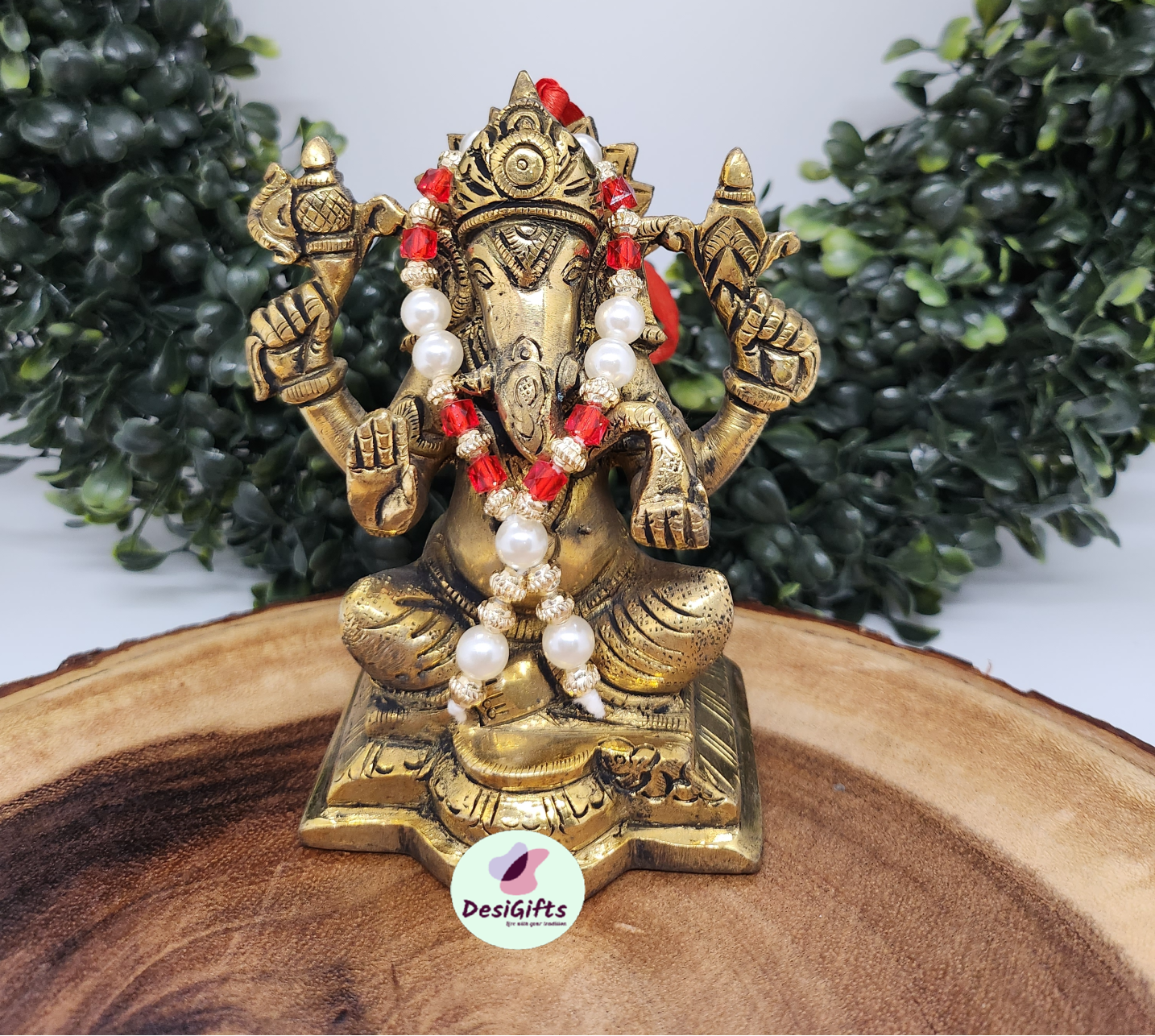 Antique Finish Lord Ganesha Idol- Pure Brass, 4.5", GIB-1091