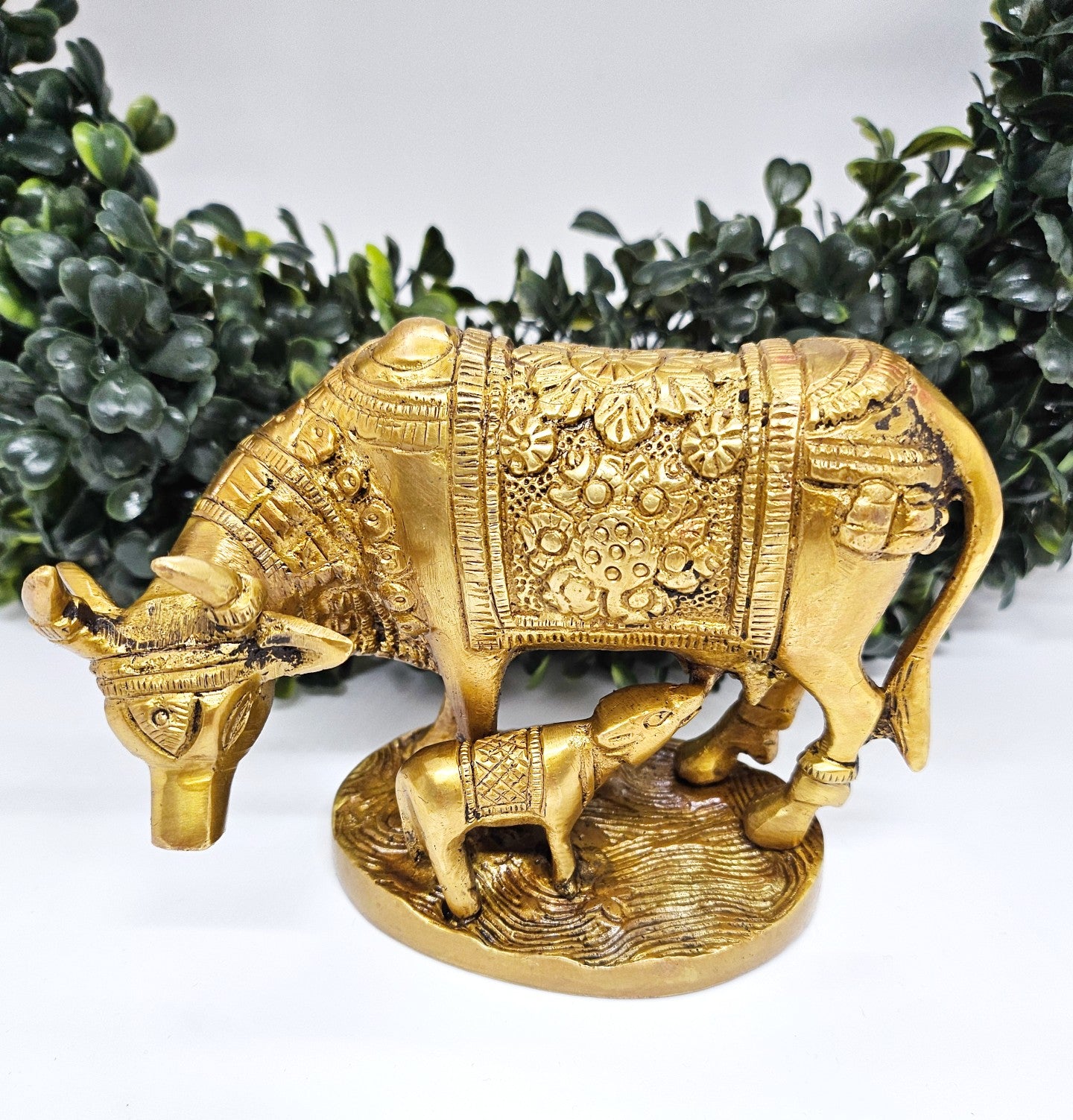 5" Divine Kamdhenu Cow & Calf in Brass, BKC - 1463