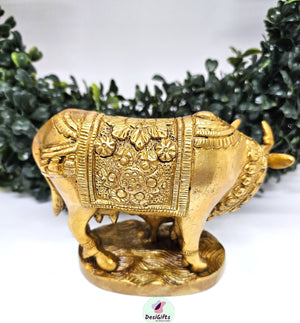 5" Divine Kamdhenu Cow & Calf in Brass, BKC - 1463