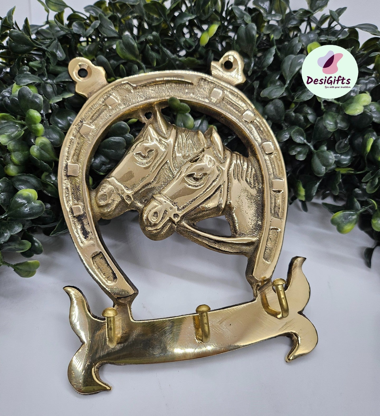 Classic 5.5" Brass Horse Hanger Naal,  Horse Head Shoe Home Decor, Horse Shoe Good Luck Home Decor & Key hanger, HN-1469